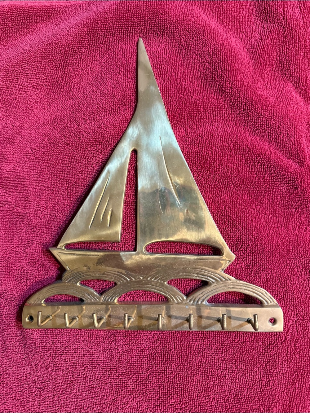 Brass Sailboat Wall Key Rack - Gold Finish